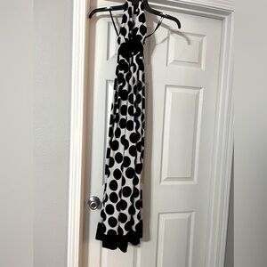 Boutique Black and and White Polka Dress with Tie